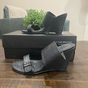 Lane Bryant Stella Leather Wedge Sandal 7W